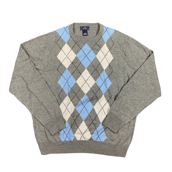 Dockers Large Sweater Gray Argyle Crewneck Diamond - Picture 1 of 4